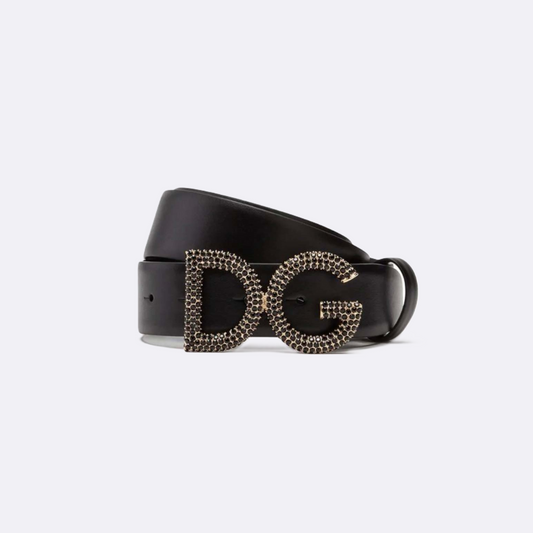 D&G Crystal-Embellished Leather Belt