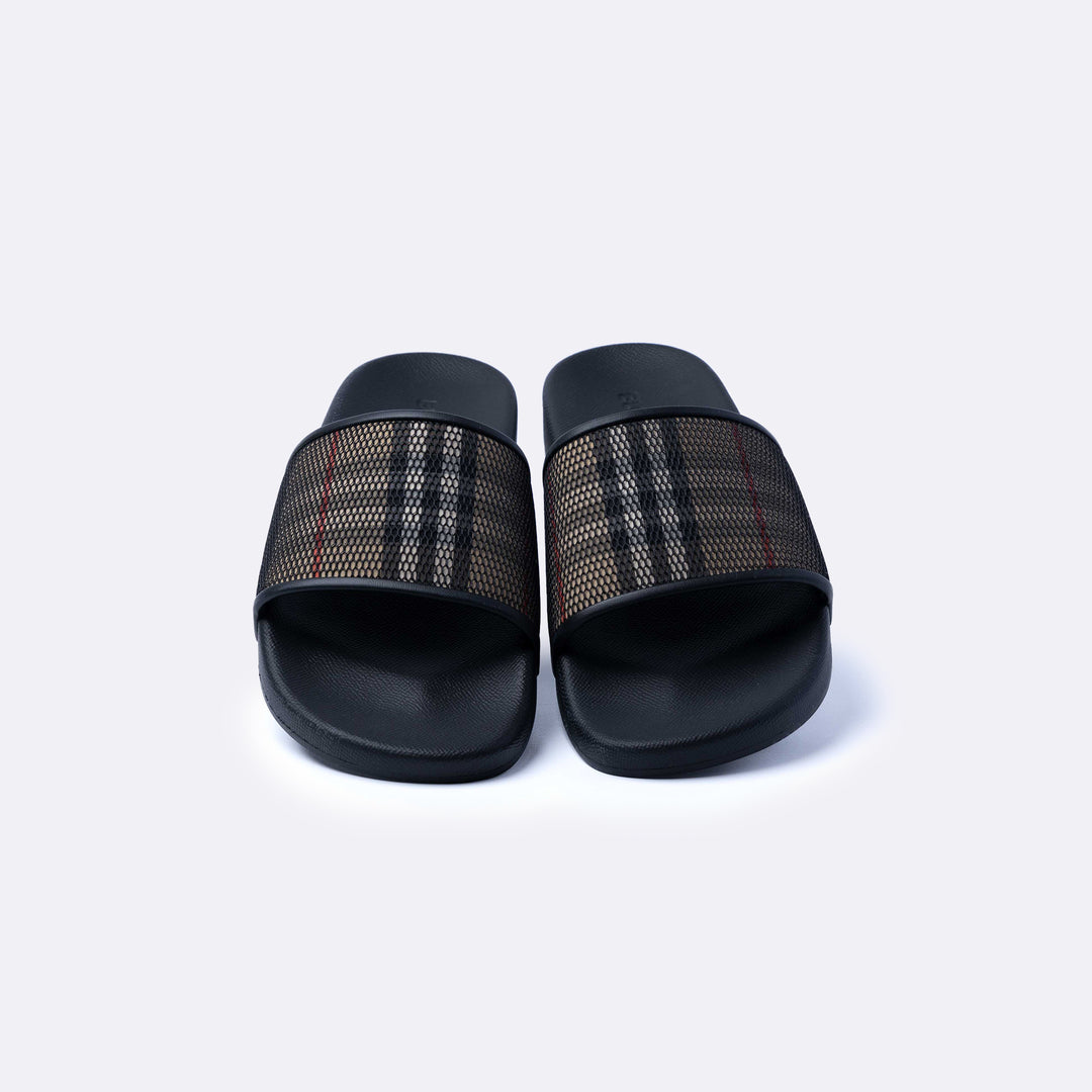 【関税＆送料込み】Burberry Slippers NWT $490 Burberry Logo Embossed Puffer Slides Sandals Brown