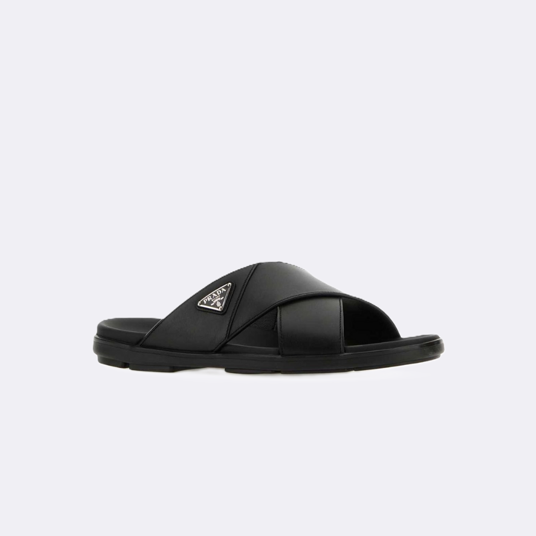 Prada Crisscross Leather Slippers – Luxury King